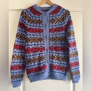 Hand Knit Vintage Fair Isle Cardigan - S